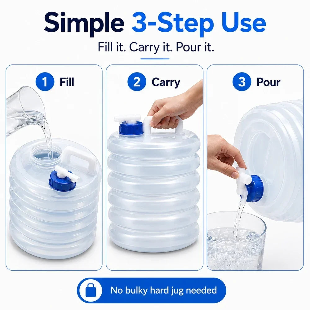 Foldable Water Storage Container with Tap