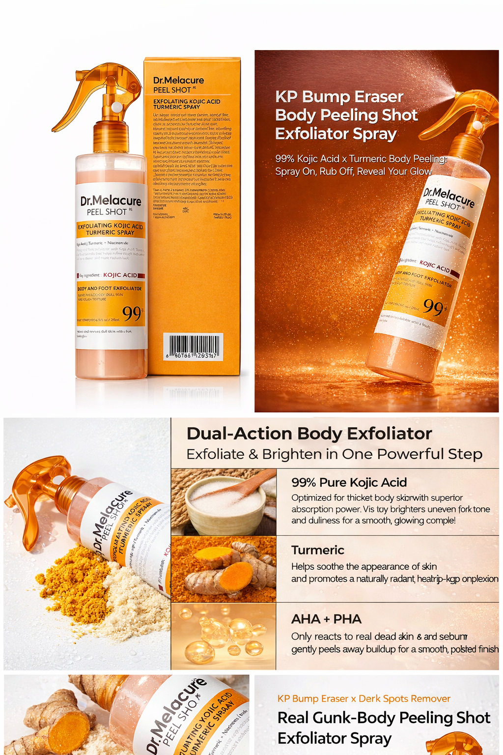 Dr. Melacure Body Kojic Acid Turmeric Exfoliating Spray